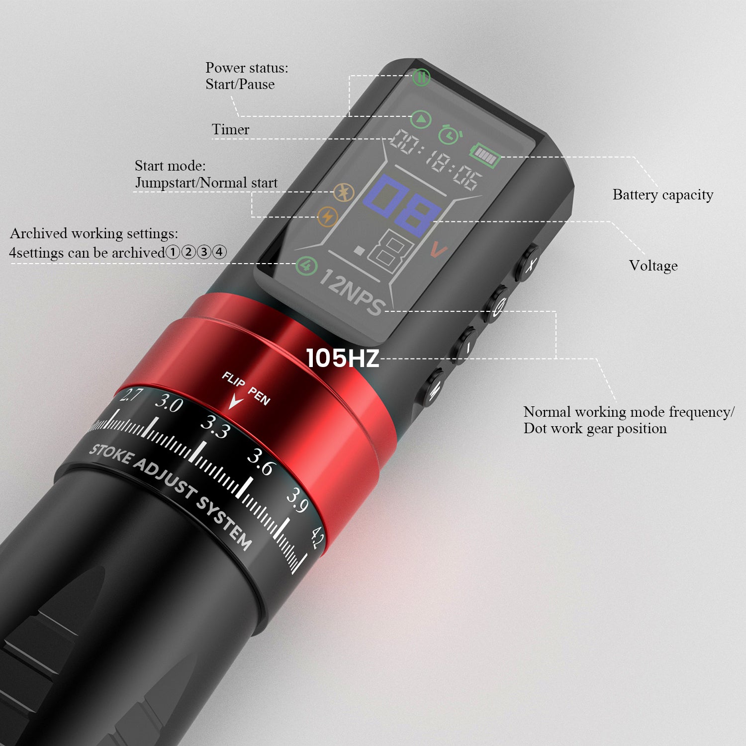 Wireless Multi-function Precison Tattoo Pen Machine With 7 Stroke Length | Wormhole Pro Bootes