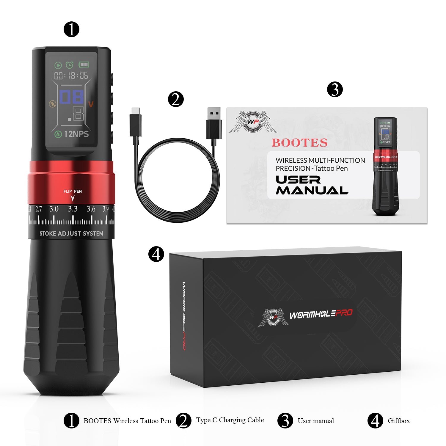 Wireless Multi-function Precison Tattoo Pen Machine With 7 Stroke Length | Wormhole Pro Bootes