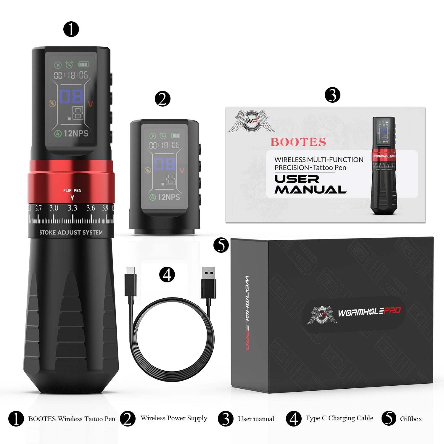 Wireless Multi-function Precison Tattoo Pen Machine With 7 Stroke Length | Wormhole Pro Bootes