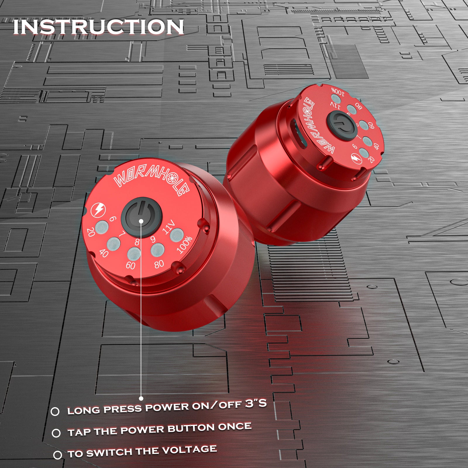 Wormhole Wireless Tattoo Power Supply for Tattoo Machine WA01